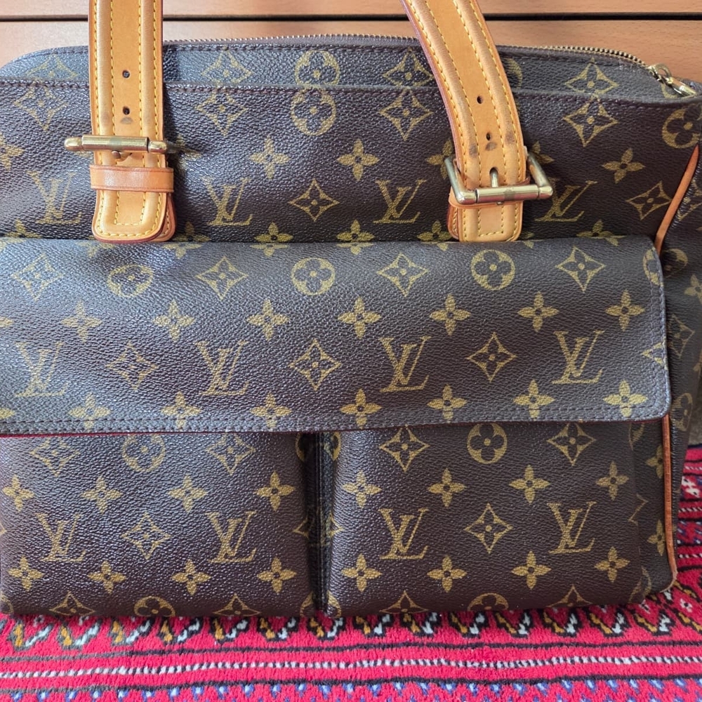 Louis Vuitton Monogram Canvas Tote with Front Pockets - Brown/Tan
